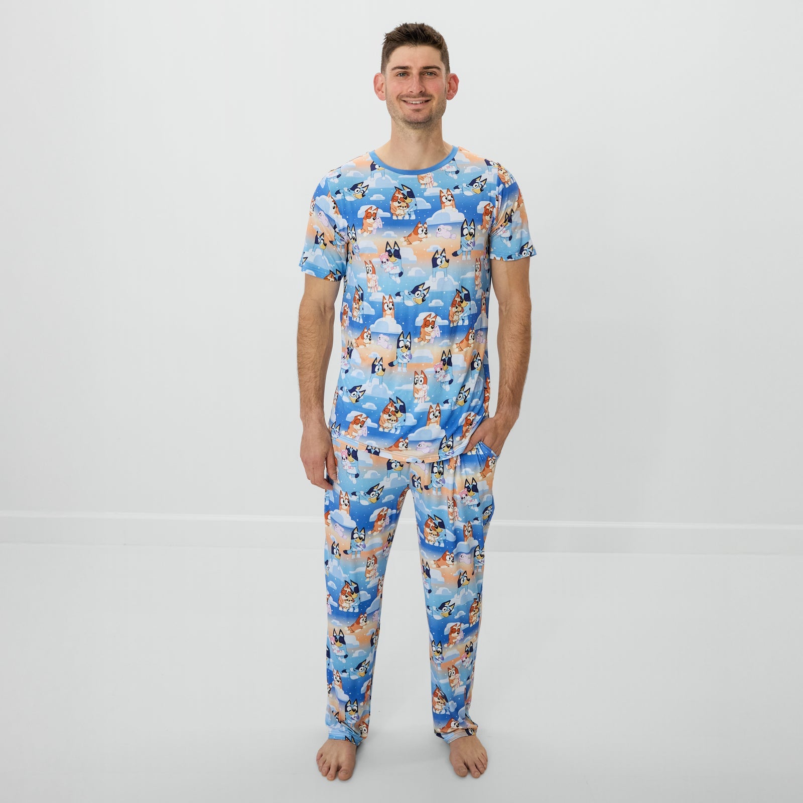 Bluey Blue Sleepytime Men's Short Sleeve Pajama Top