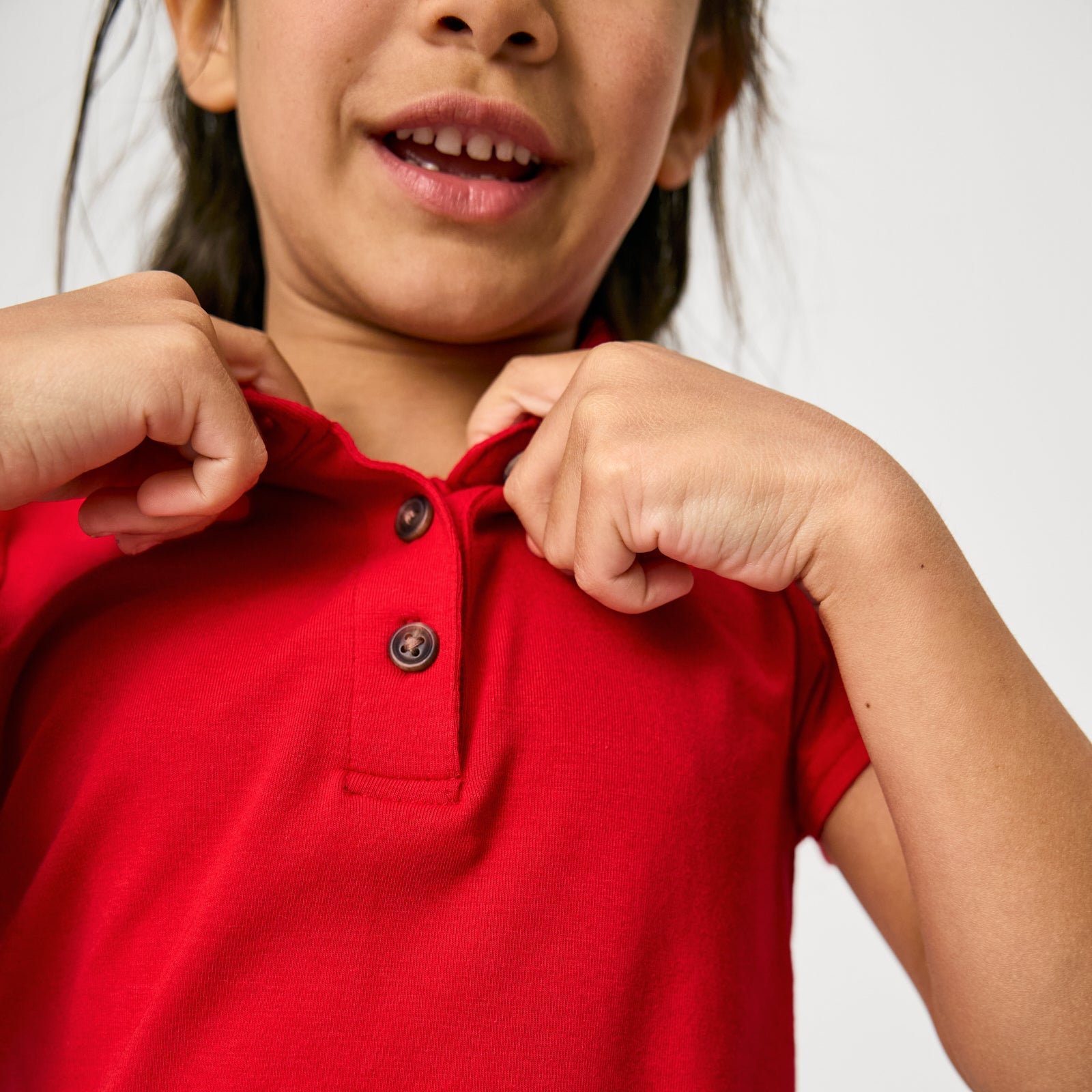 Candy Red Puff Sleeve Polo