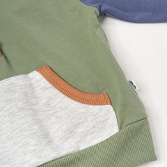 Moss Colorblock Henley Hoodie