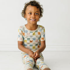 Check Mates Two-Piece Short Sleeve Pajama Set