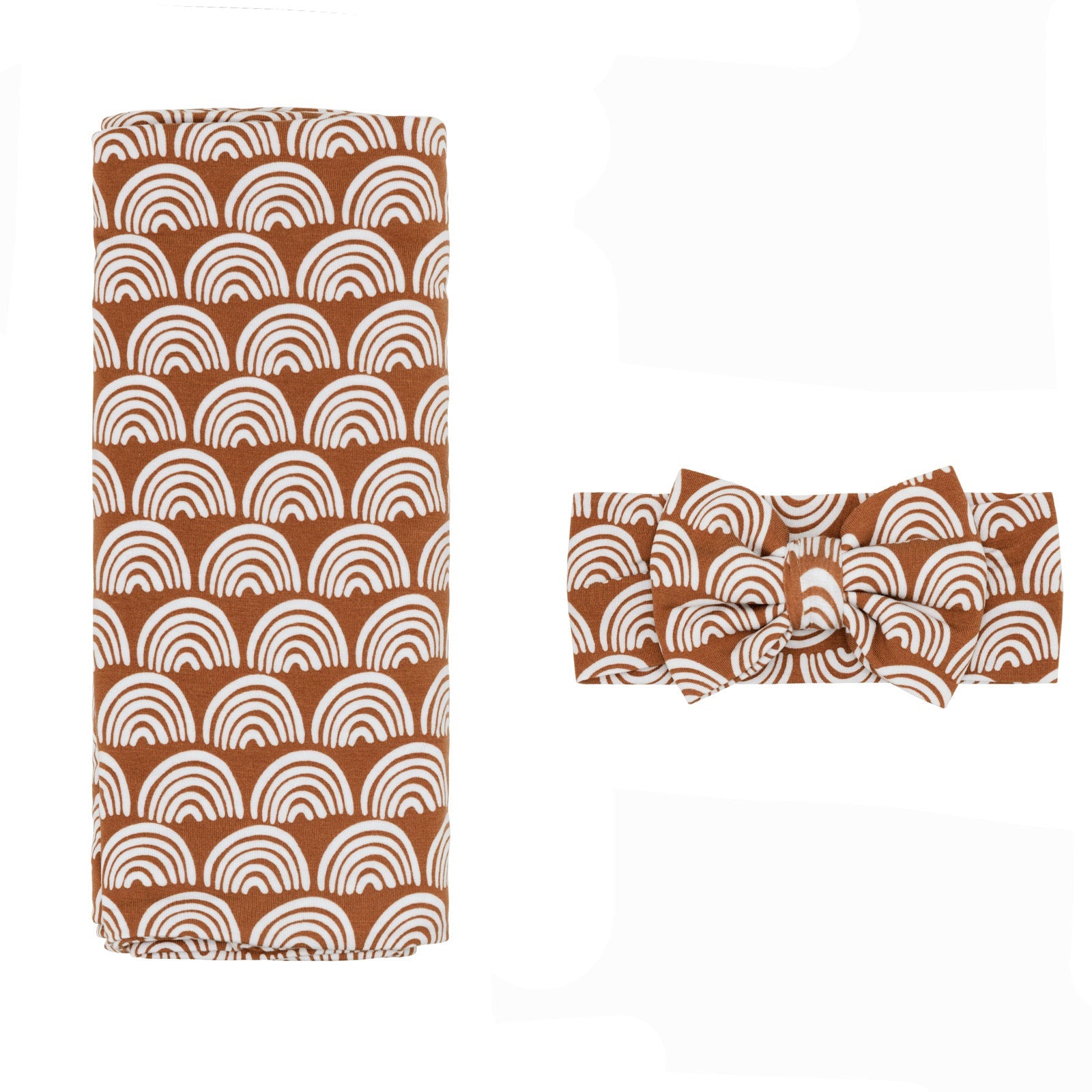 Rust Rainbows Swaddle & Luxe Bow Headband Set