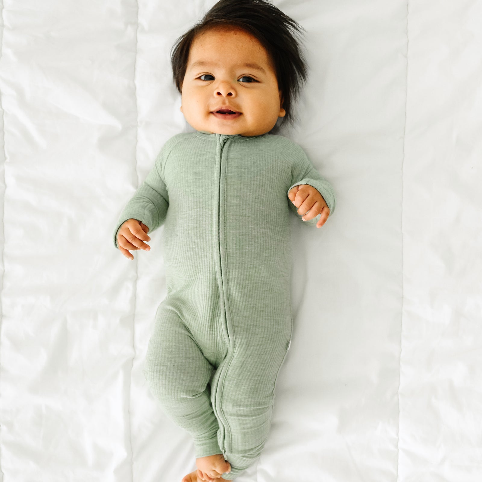 Heather Sage Ribbed Zippy