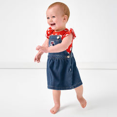 Disney Mickey Patch Denim Skirt Overall