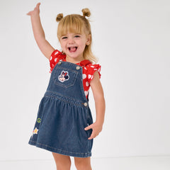 Disney Mickey Patch Denim Skirt Overall