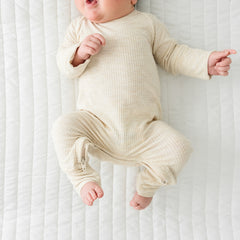 Heather Oatmeal Ribbed Crescent Zippy