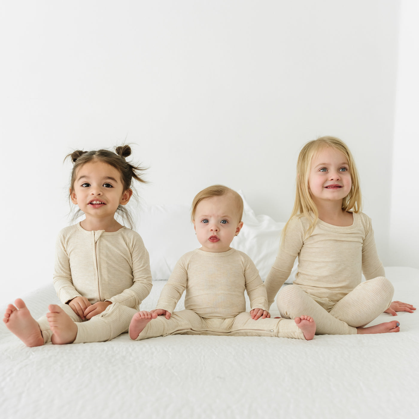 Heather Oatmeal Ribbed Two-Piece Pajama Set
