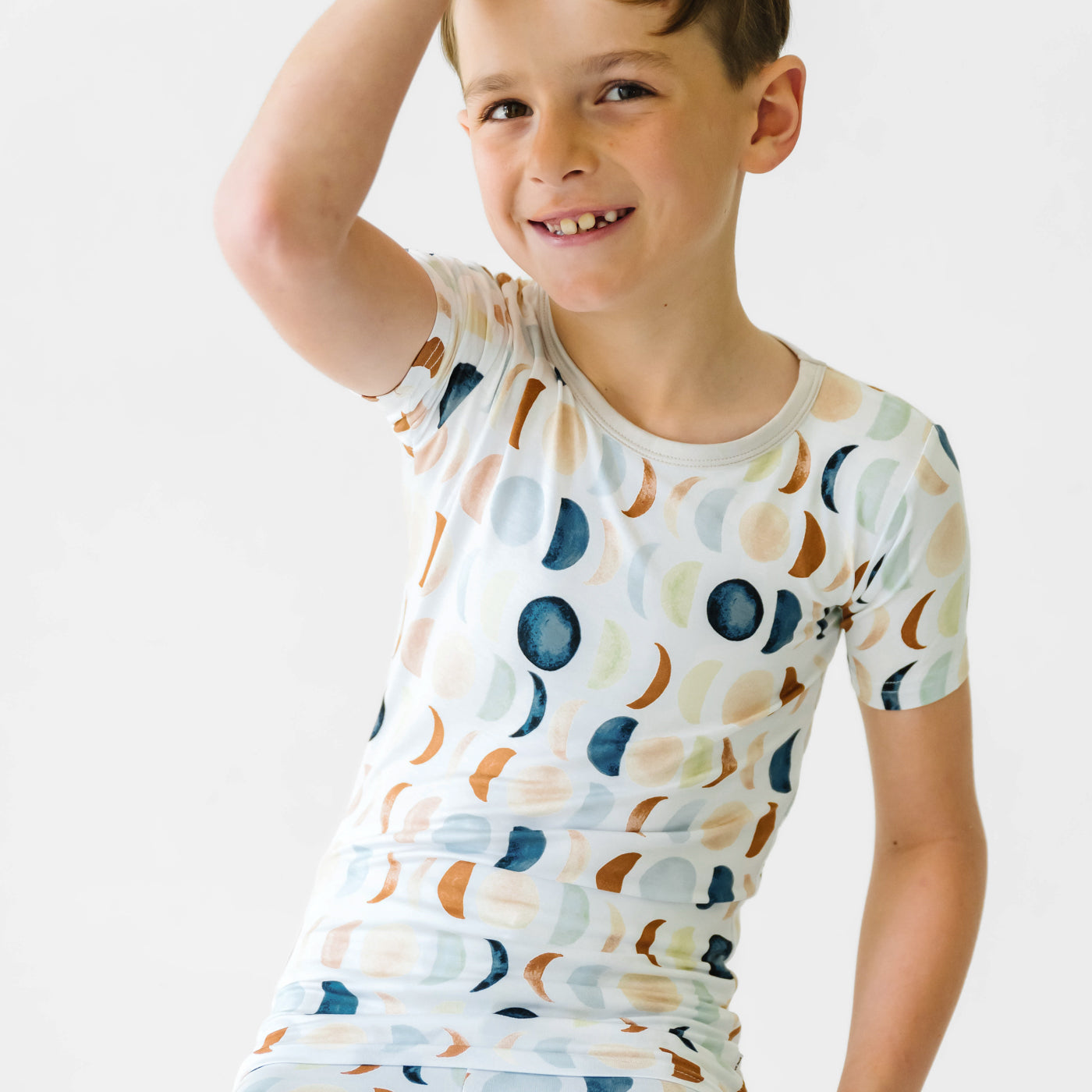 Luna Neutral Two-Piece Short Sleeve & Shorts Pajama Set